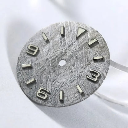 28.5mm Natural 369 Grey Meteorite Dial Blue Lume NH35NH36 Movement No Tick Mark