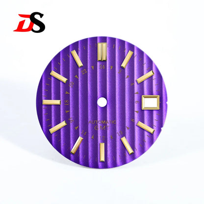 28.5MM Dial Bamboo Pattern Gold Text Sunburst No Lume for NH34 GMT NH35  Movement