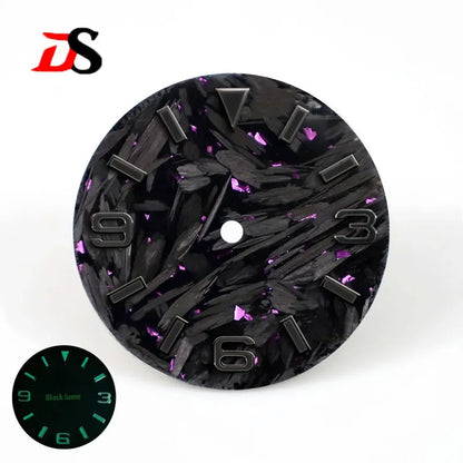 28.5mm Broken Carbon Dial 369 Black Lume Fit NH35 NH36 Movement