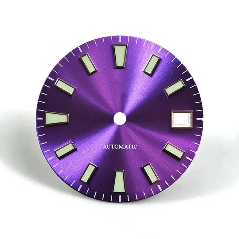 Sunburst Dial Green Lume Modified Watch NH35 Movement 28.5mm Dial