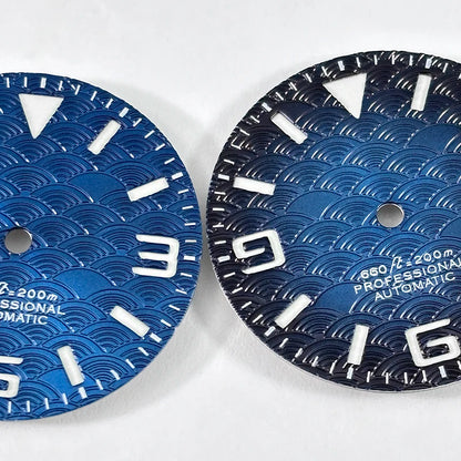 No Date Wave Dial NH38 MOD C1 Green Lume 28.5mm