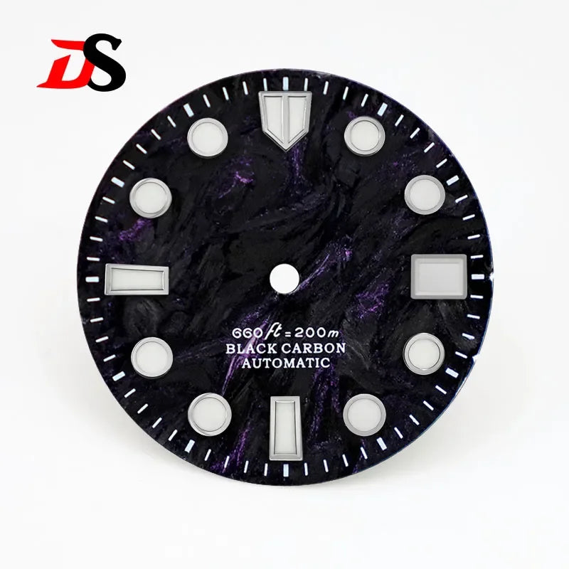 Carbon Fiber Dial Rich Color Lava BWG9 C3 Lume for NH35 Movement 3o'clock Date/No Date 28.5mm