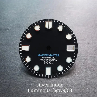 28.5mm Silver Marinemaster MM Index Dial BGW9 C3 Lume NH35NH36 Movement