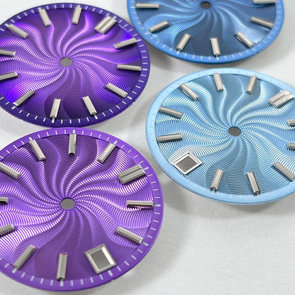 Black Guilloche Dial 28.5mm Black Lume NH35 Sterile NH34 NH38 No Date