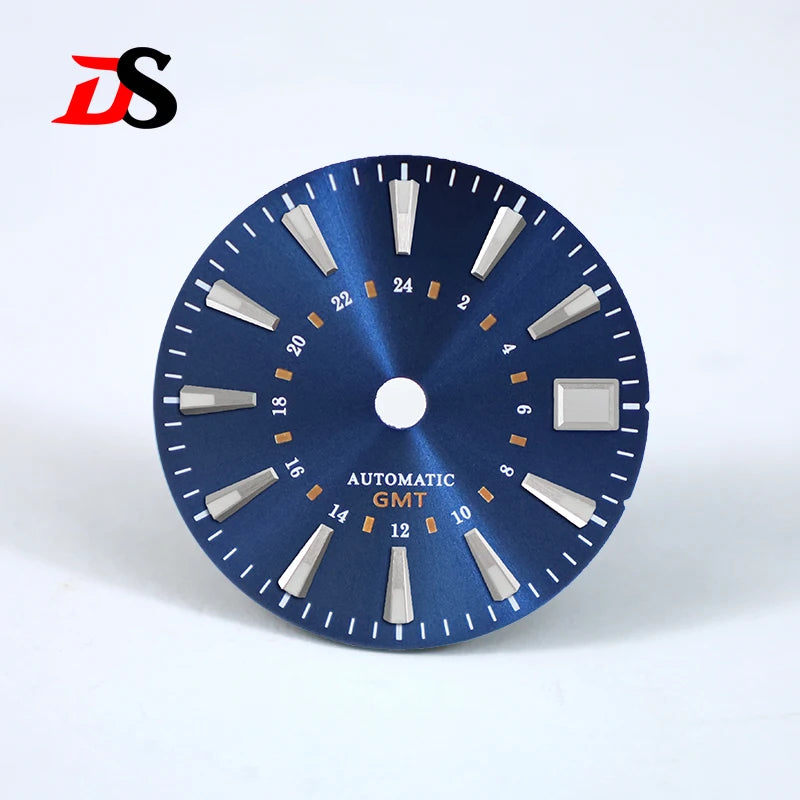 Sunburst GS 24 Hour GMT Sun Pattern Mod Dial 28.5MM Suitable for NH34 Movement OMG Index