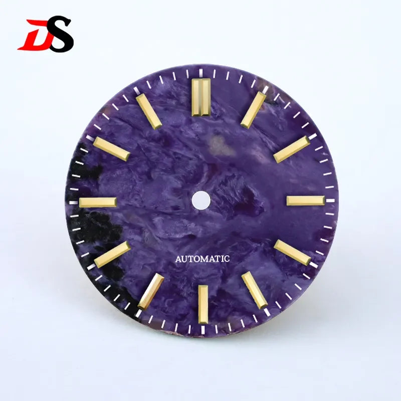 28.5mm Dial Purple Dragon Crystal Purple Stone Blue Lume NH38 NH35 Movement No Date No Lume