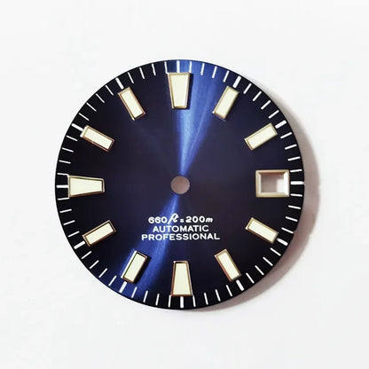 28.5mm Dial Sunburst Dial Green Lume Modified Watch NH35 Movement