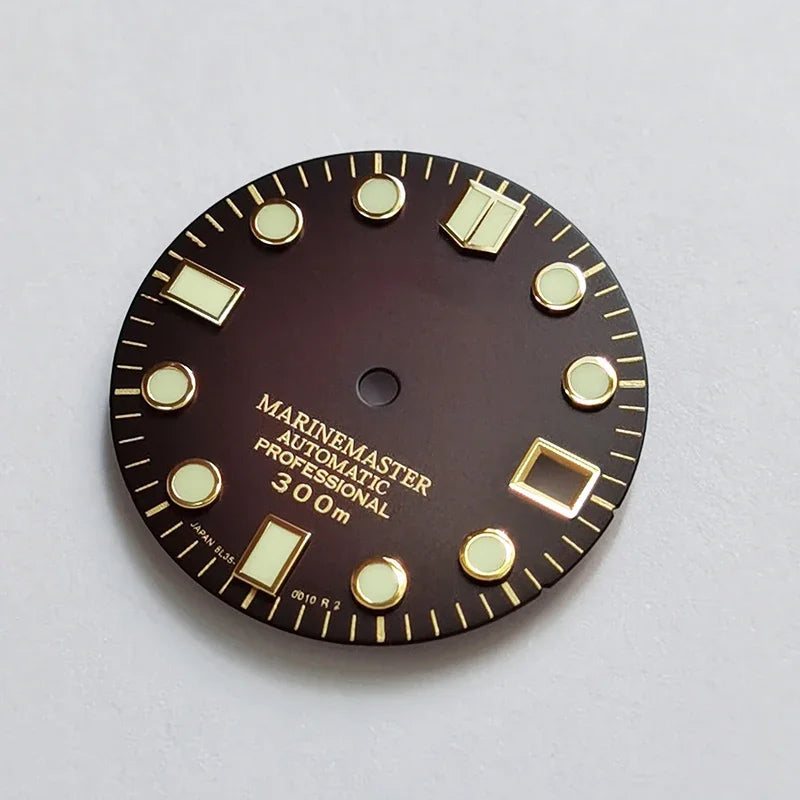 Gold Marinemaster MM Index Dial BGW9 C3 Lume for NH35NH36 Movement 28.5mm