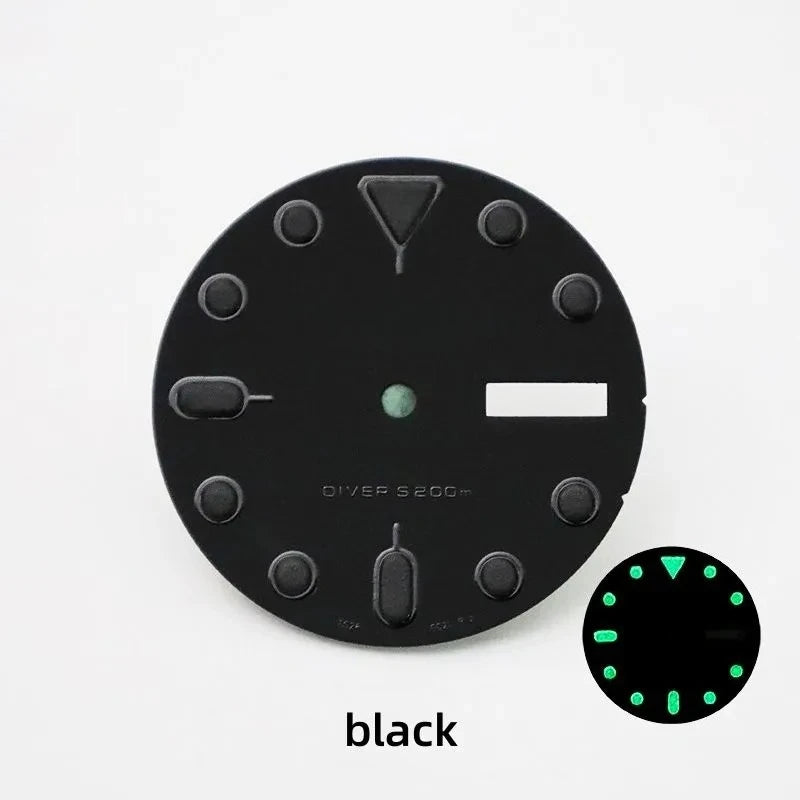 28.5mm Matte Black Dial C3 Green Luminous  SKX007 for NH36