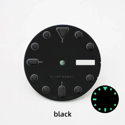 28.5mm Matte Black Dial C3 Green Luminous  SKX007 for NH36