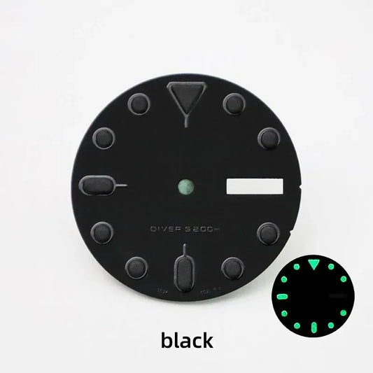 28.5mm Matte Black Dial C3 Green Luminous  SKX007 for NH36