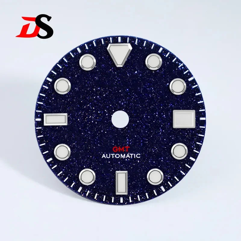 28.5mm Blue Gold Sands Dial Blue Lume Modified Stone for NH34GMT Movement Watch Accessories