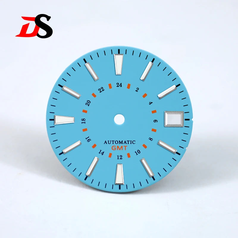 Sunburst 24-hour GMT Sun Pattern blue luminous Dial NH34 Movement 28.5mm