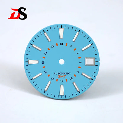 Sunburst 24-hour GMT Sun Pattern blue luminous Dial NH34 Movement 28.5mm