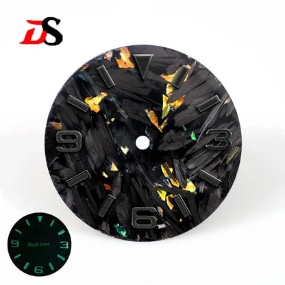 28.5mm Broken Carbon Dial 369 Black Lume Fit NH35 NH36 Movement