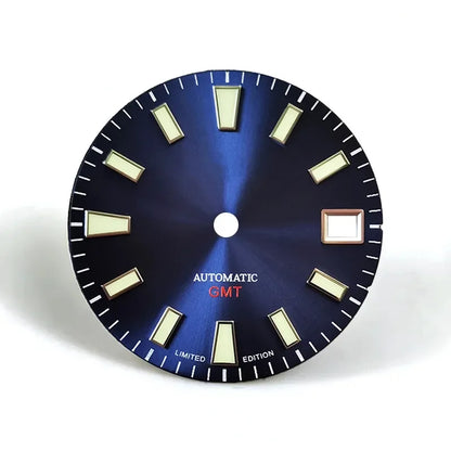 28.5mm Sunburst Dial Green Lume NH34GMT Movement  Modified Watch