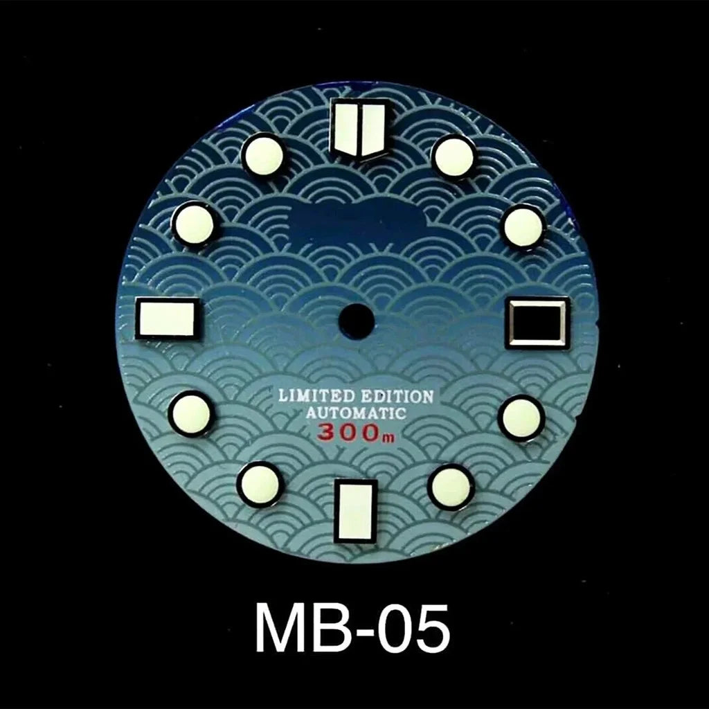 28.5mm Wave Dial Refit BGW9 C3 Lume for NH35 Movement