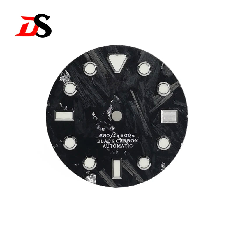 Black Blue Natural Carbon Fiber Dial 28.5mm NH35 GS Index Blue Lume