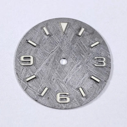 28.5mm Natural 369 Grey Meteorite Dial Blue Lume NH35NH36 Movement No Tick Mark