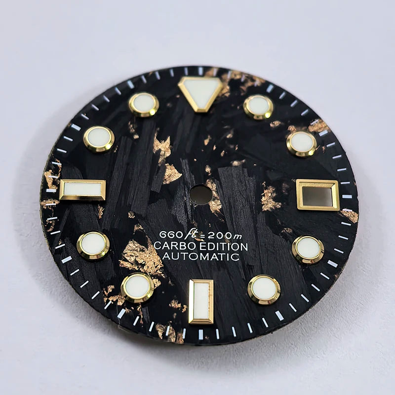 Carbon Fiber 28.5mm Dial Blue Lume Fit NH35 NH36 Movement