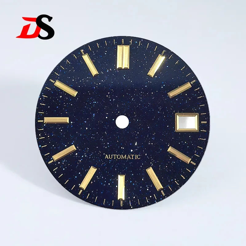 28.5mm Blue Starry Sky Dial Blue Lume for NH35 Movement Blue Sand Stone No Lume