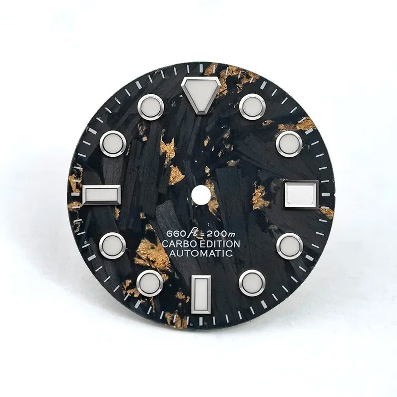 Carbon Fiber 28.5mm Dial Blue Lume Fit NH35 NH36 Movement