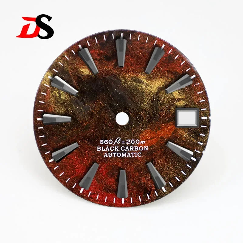 Rich Color Lava Texture Carbon Fiber Dial Black Lume for NH35 Movement 3o'clock/No Date 28.5mm