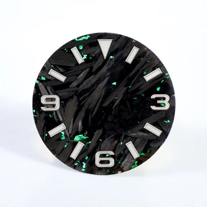 Carbon Dial 369 Blue Lume Silver Index Fit NH35 NH36 Movement  28.5mm