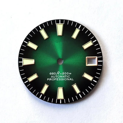 28.5mm Dial Sunburst Dial Green Lume Modified Watch NH35 Movement