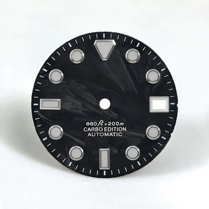 Carbon Fiber 28.5mm Dial Blue Lume Fit NH35 NH36 Movement