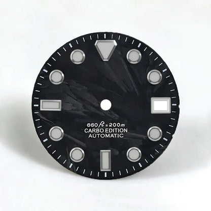 Carbon Fiber 28.5mm Dial Blue Lume Fit NH35 NH36 Movement