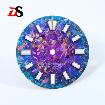 28.5mm Ice Crystal Titanium Dial Blue Lume NH35 Movement