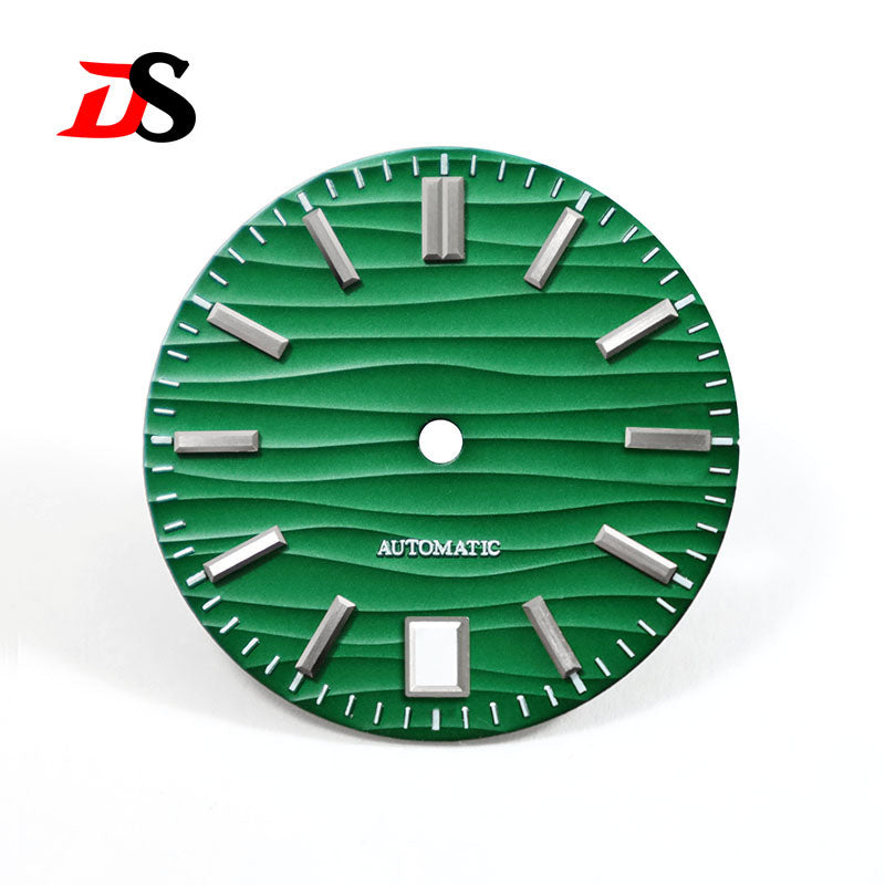 28.5mm Dial Wave Texture No Lume 6 O'clock Date Blue Lume NH35NH36