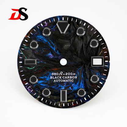 28.5MM Dial Rich Color Lava Carbon Fiber Dial Black Lume High Quality for NH35 Movement No date/3o'clock date