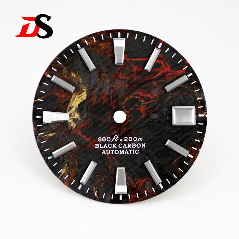 Rich Color Texture Carbon Fiber Dial BGW9 Lume for NH35 Movement 28.5mm Dial No date/3o'clock date