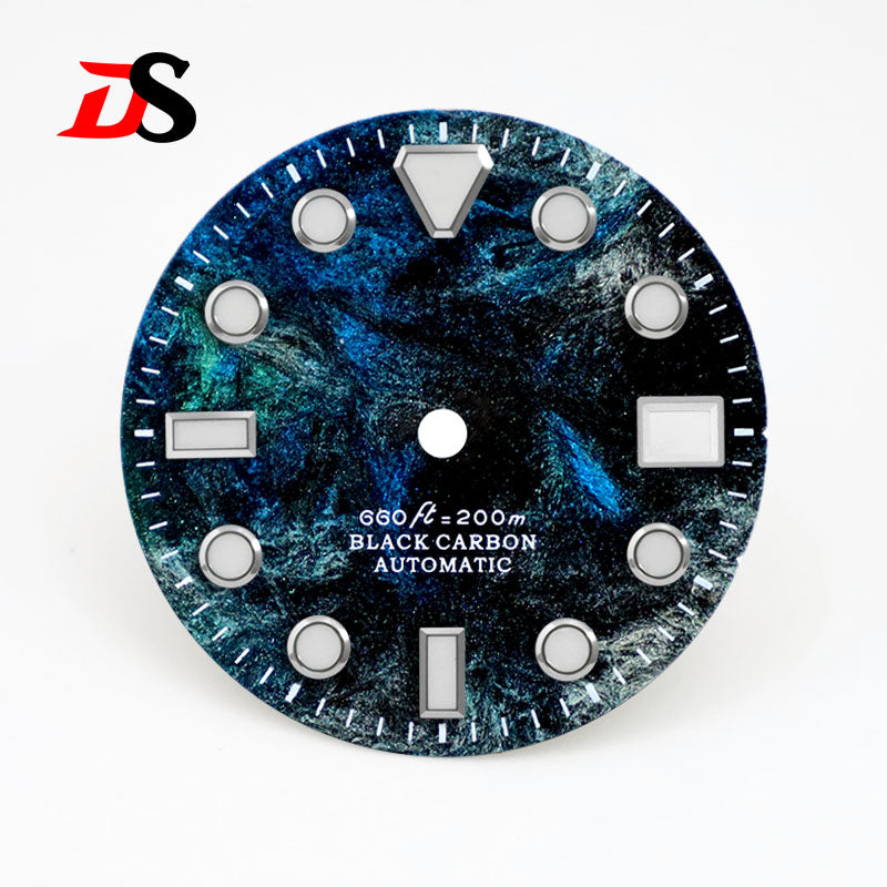 High Quality Rich Color Lava Carbon Fiber Dial Blue Lume 28.5MM Dial for NH35 Movement 3o'clock date