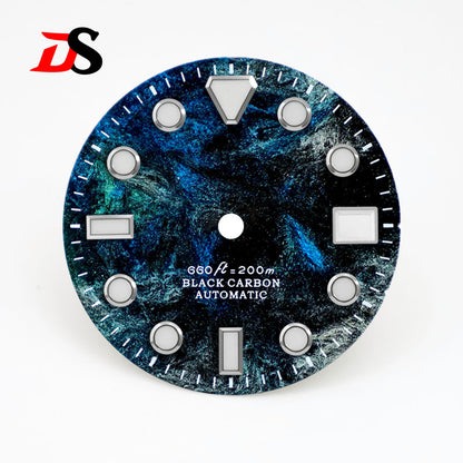 High Quality Rich Color Lava Carbon Fiber Dial Blue Lume 28.5MM Dial for NH35 Movement 3o'clock date