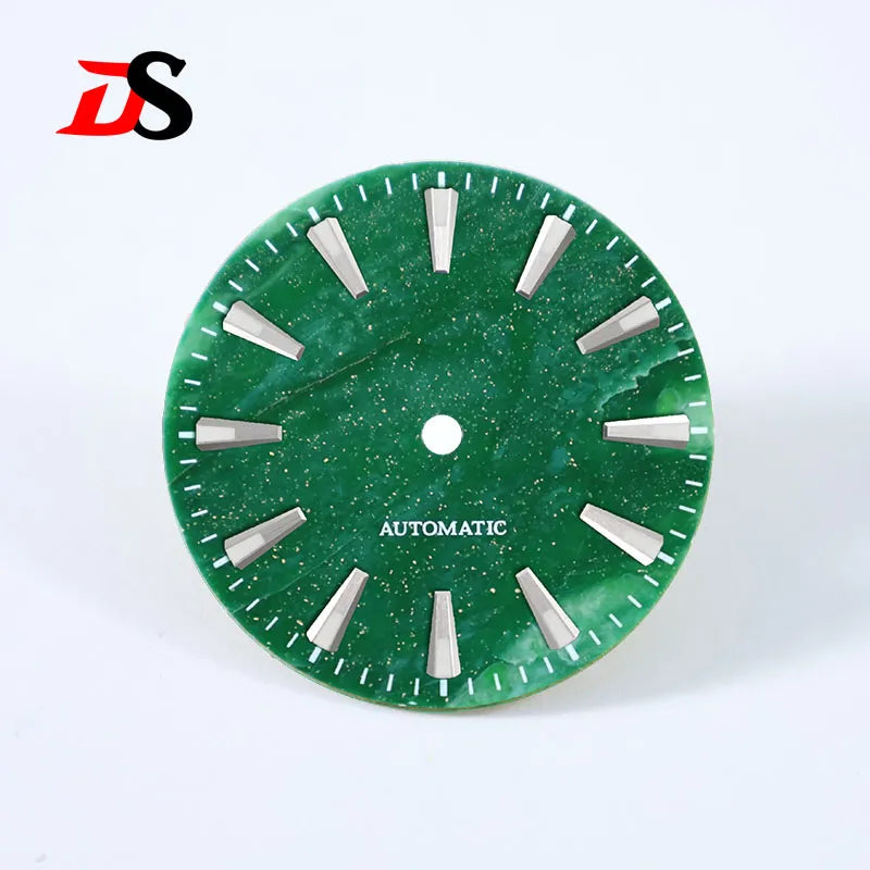 African Jade 28.5mm Dial No Lume NH38 Movement Date Blue Lume Stone Dial