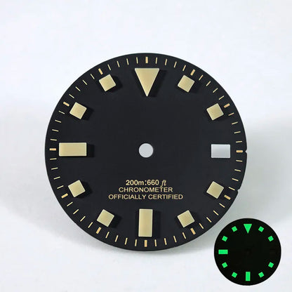 Pelagos 28.5mm Vintage Dial No Date NH35 50 Layers Blue Lume Retro Beige Green Lume for SKX007 Mod