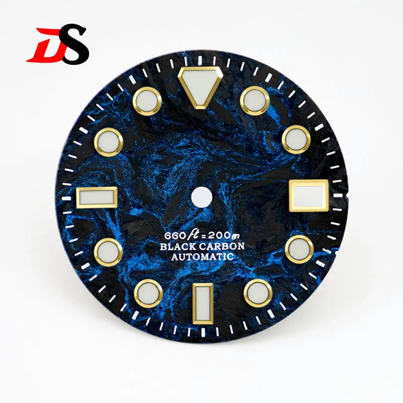 High Quality Rich Color Lava Carbon Fiber Dial Blue Lume 28.5MM Dial for NH35 Movement 3o'clock date