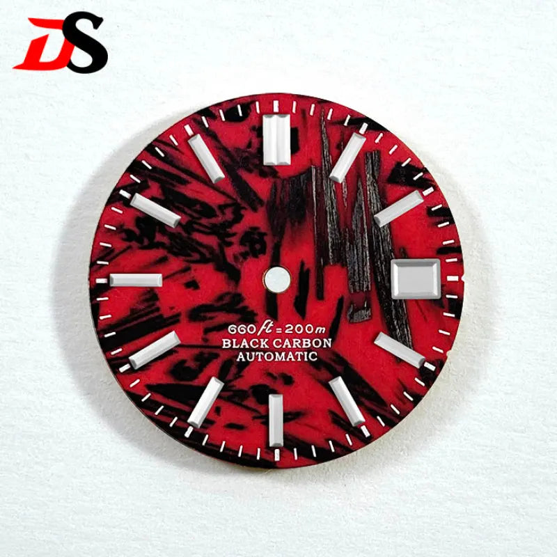 28.5mm Red Carbon Fiber Dial GS MOD No Lume NH35 Movement