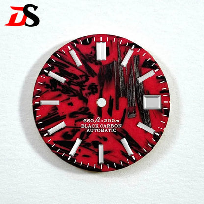 28.5mm Red Carbon Fiber Dial GS MOD No Lume NH35 Movement