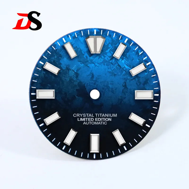 28.5mm Ice Crystal Titanium Dial Blue Lume NH35 Movement