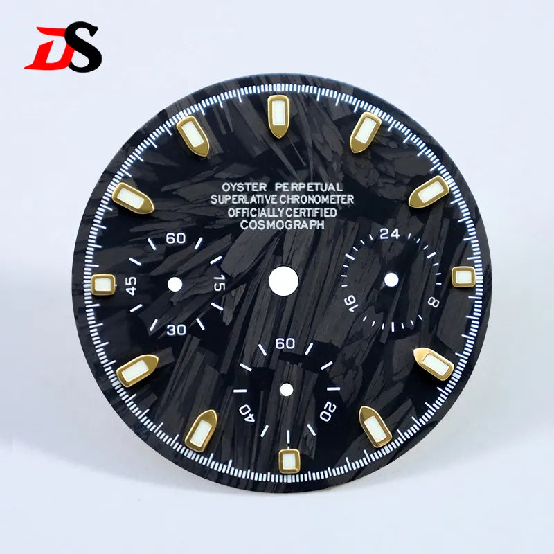 Carbon Fiber Dial Blue Lume for VK63 Movement Black Lume 29.5mm Dial