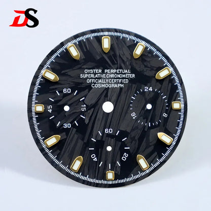 Carbon Fiber Dial Blue Lume for VK63 Movement Black Lume 29.5mm Dial