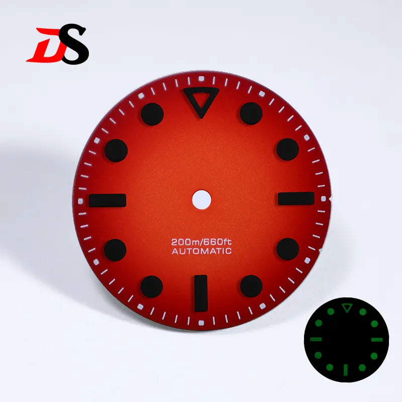 28.5mm Dial Hollow Index Matte Dial Dark Green Lume for NH35 ETA2824/MIYOTA 9015 Movement No Date
