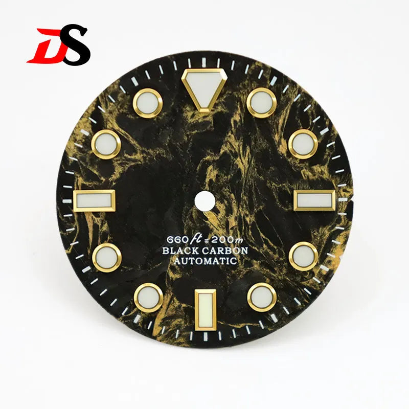 No Date Lava Texture Carbon Fiber Dial Rich Color Blue Lume for NH35 Movement 28.5mm