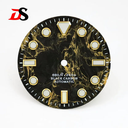 No Date Lava Texture Carbon Fiber Dial Rich Color Blue Lume for NH35 Movement 28.5mm