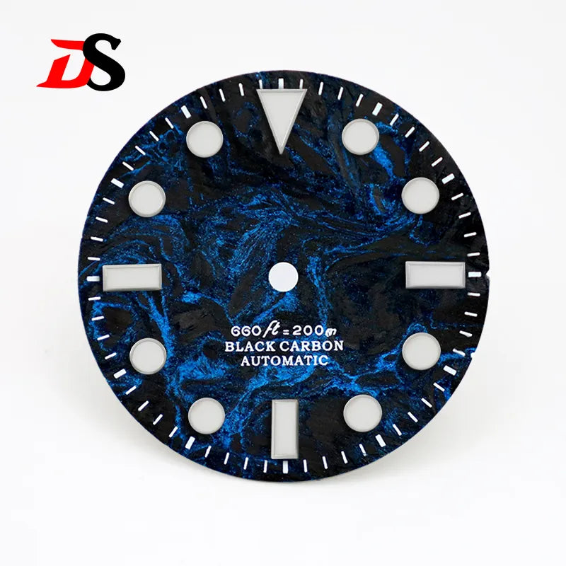 28.5mm dial No Date Rich Color Lava Dial YM Index Carbon Fiber Dial BGW9 C3 Lume for NH35 Movement