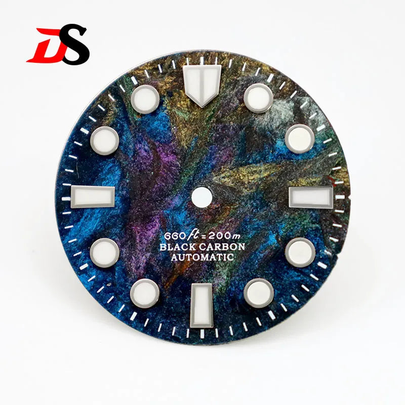 Carbon Fiber Dial Rich Color Lava BWG9 C3 Lume for NH35 Movement 3o'clock Date/No Date 28.5mm